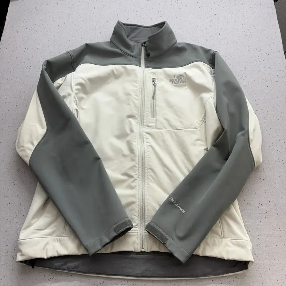 The North Face Apex Bionic Jacket Mens Large L White Grey Colorblock Softshell